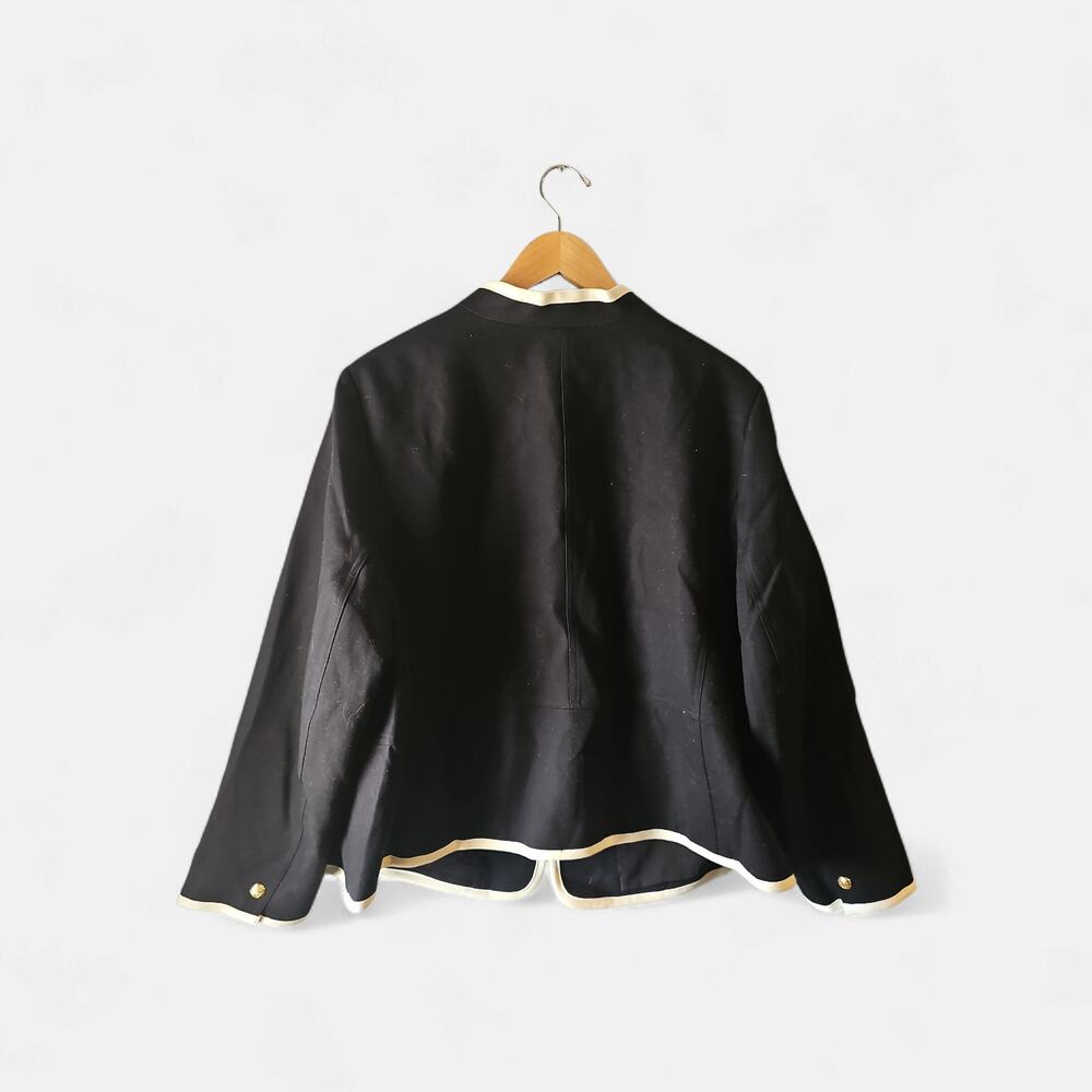 Talbots Plus sz 20W black cream military jacket blazer gold button detail new - Picture 3 of 7